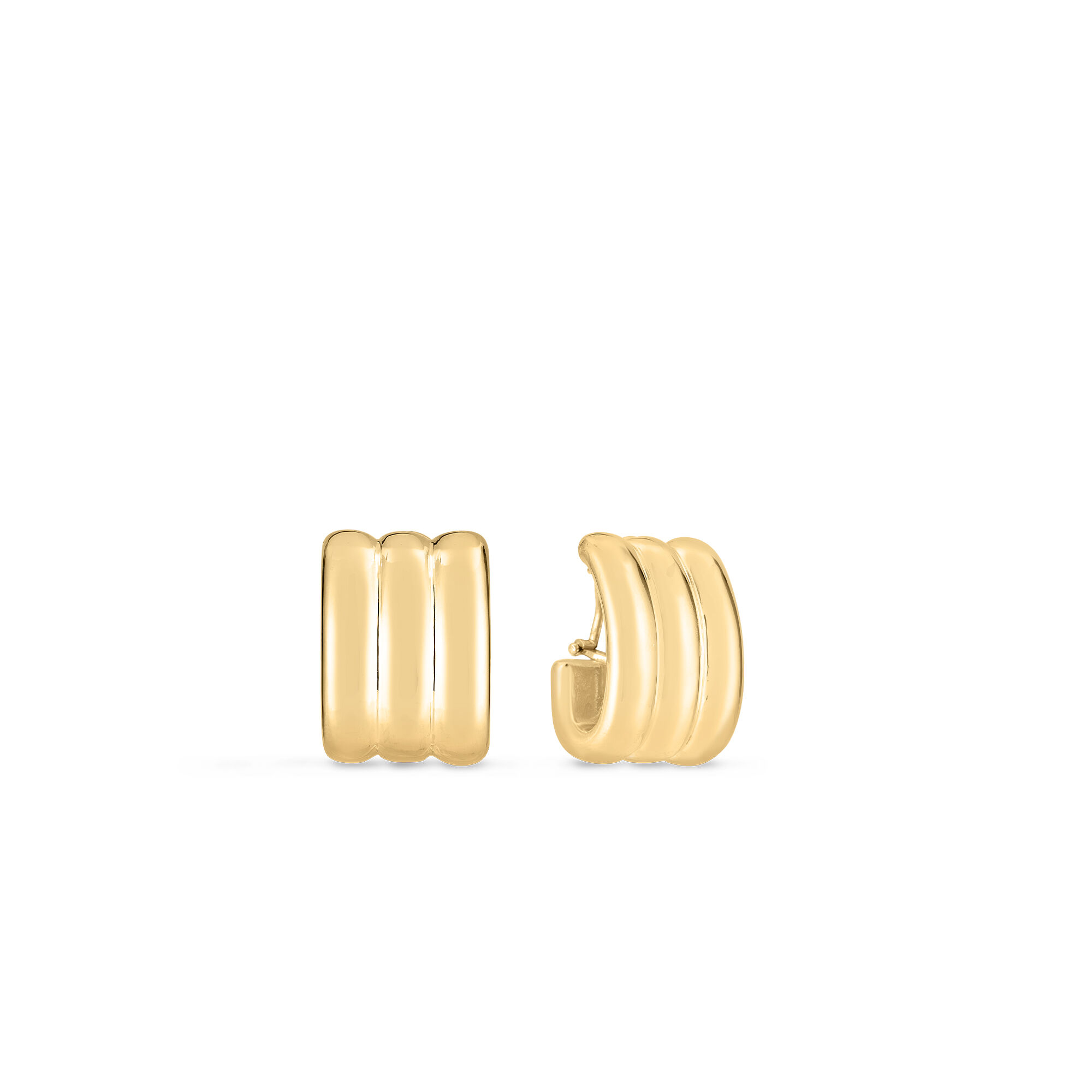 Roberto Coin 18k Yellow Designer Gold Wide Ridged Earrings