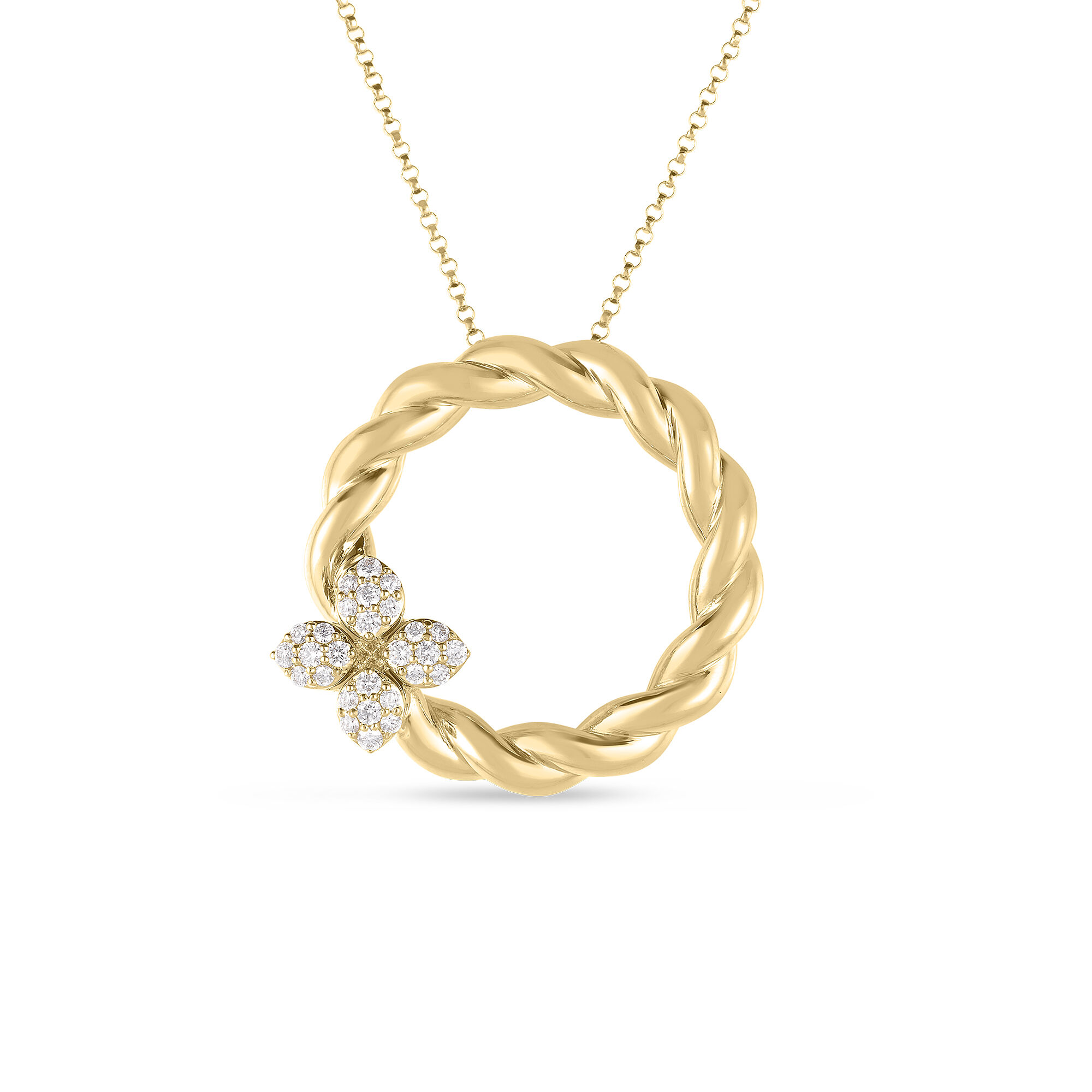 Robert Coin 18k Yellow Gold Love In Verona Diamond Twist Necklace