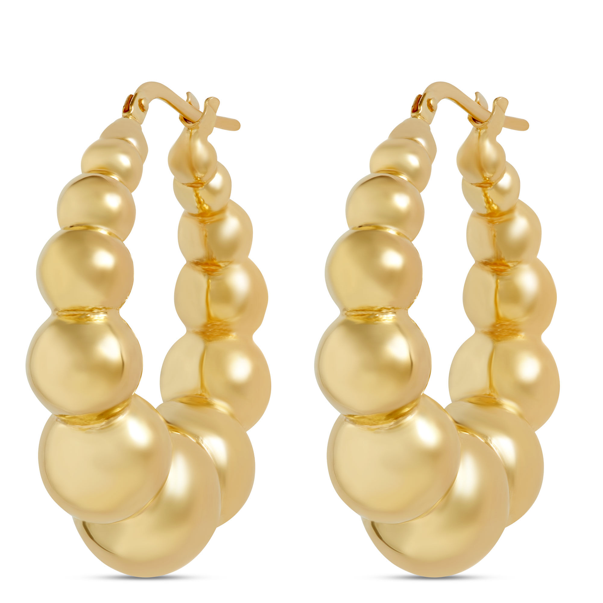 Toscano Large Graduated Shrimp Hoop Earrings, 14K Yellow Gold