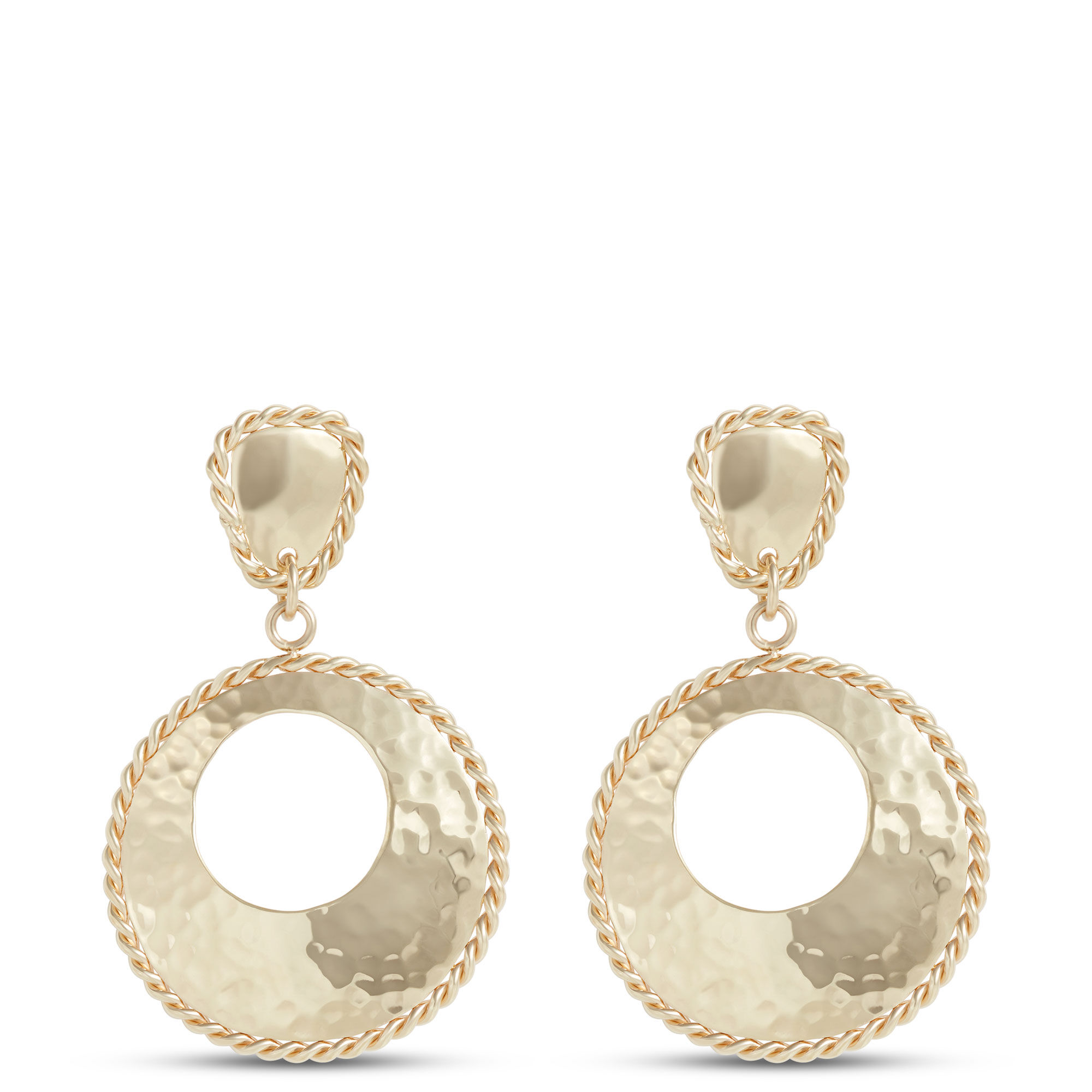 Toscano Large Circle Drop Earrings, 14K Yellow Gold