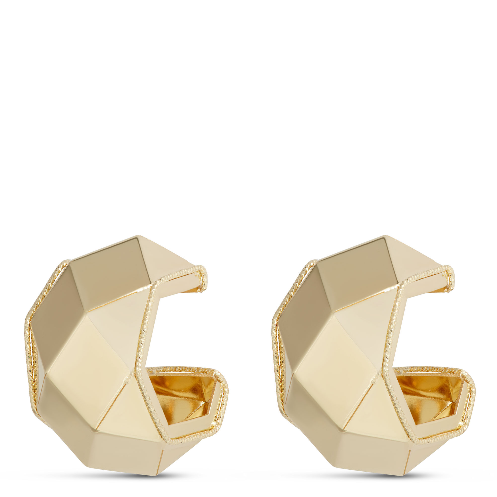 Toscano Large Faceted Ball Hoops, 14K Yellow Gold