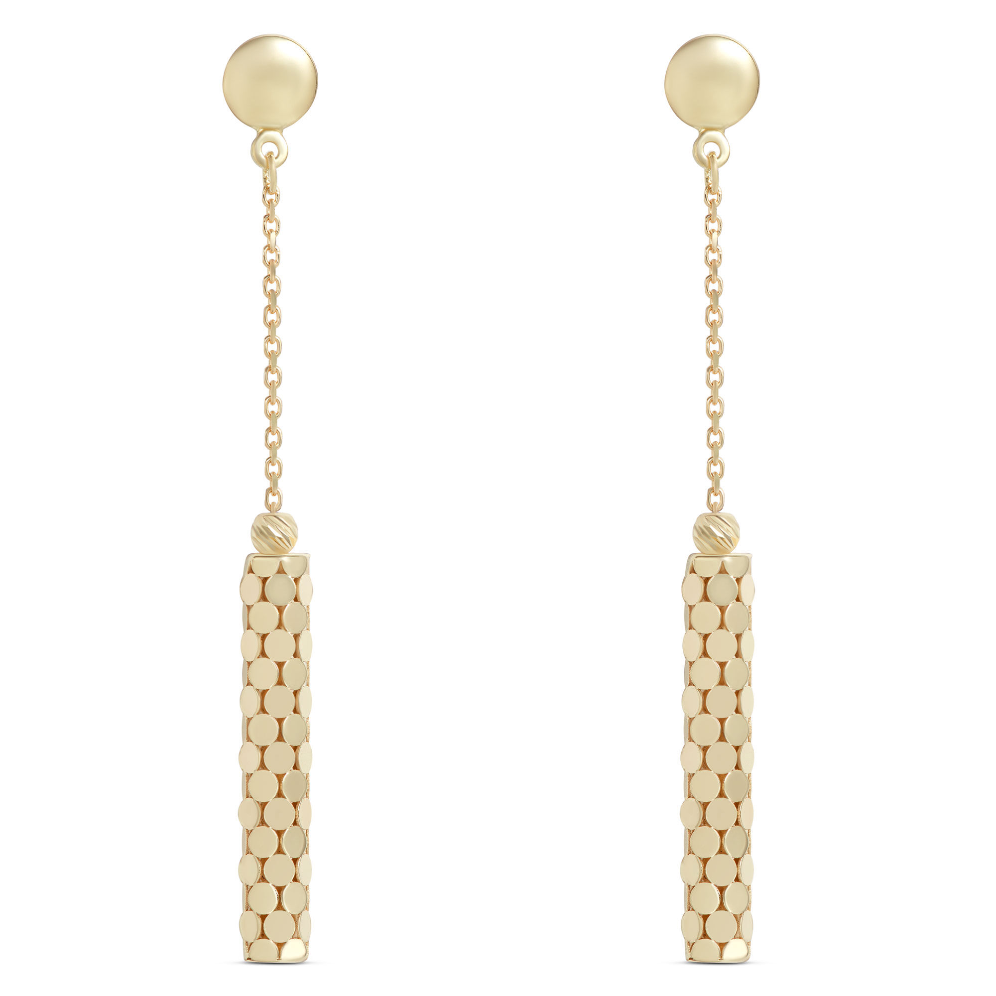 Toscano Beaded Cylinder Dangle Earrings, 14K Yellow Gold