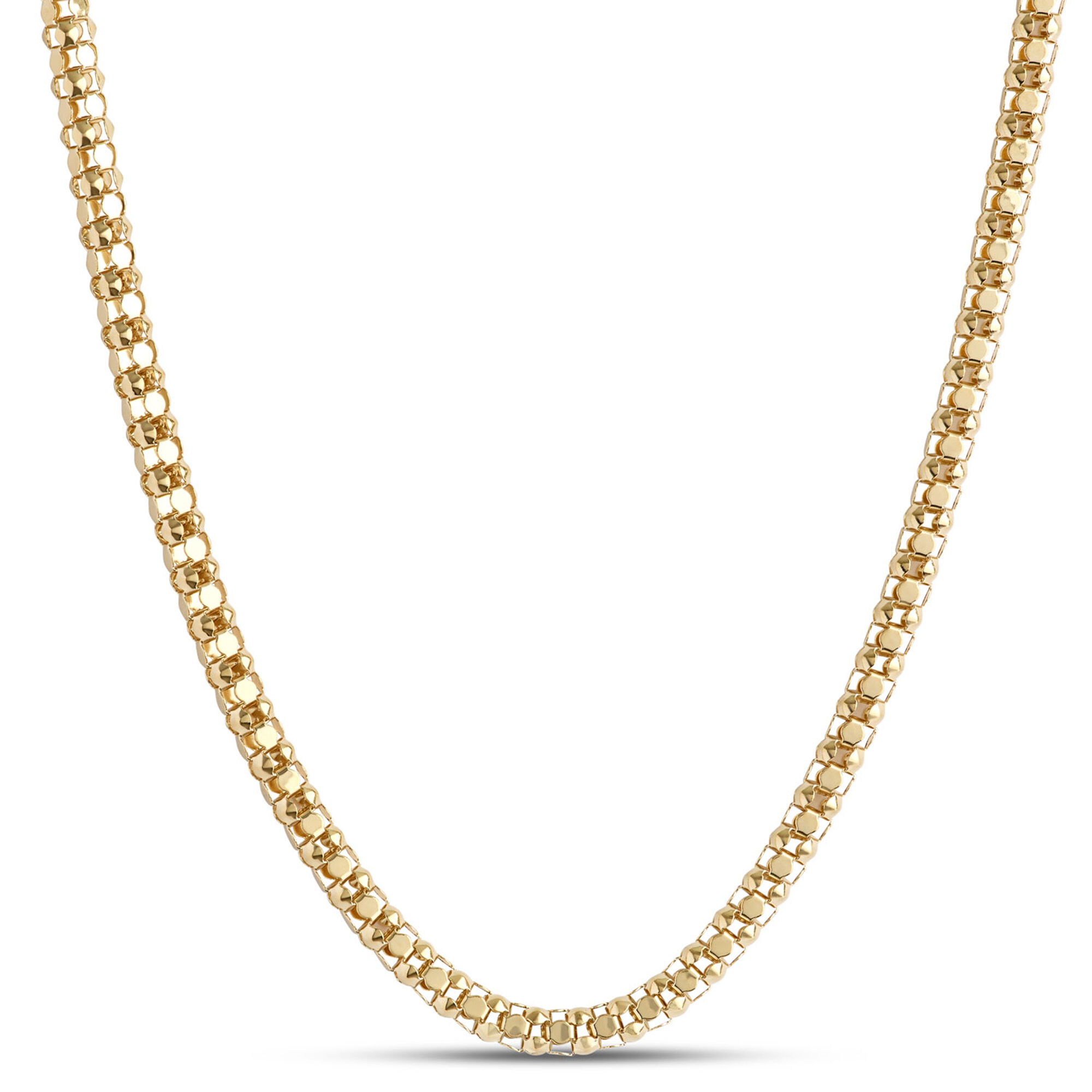 Toscano 18-Inch Popcorn Link Necklace, 14K Yellow Gold
