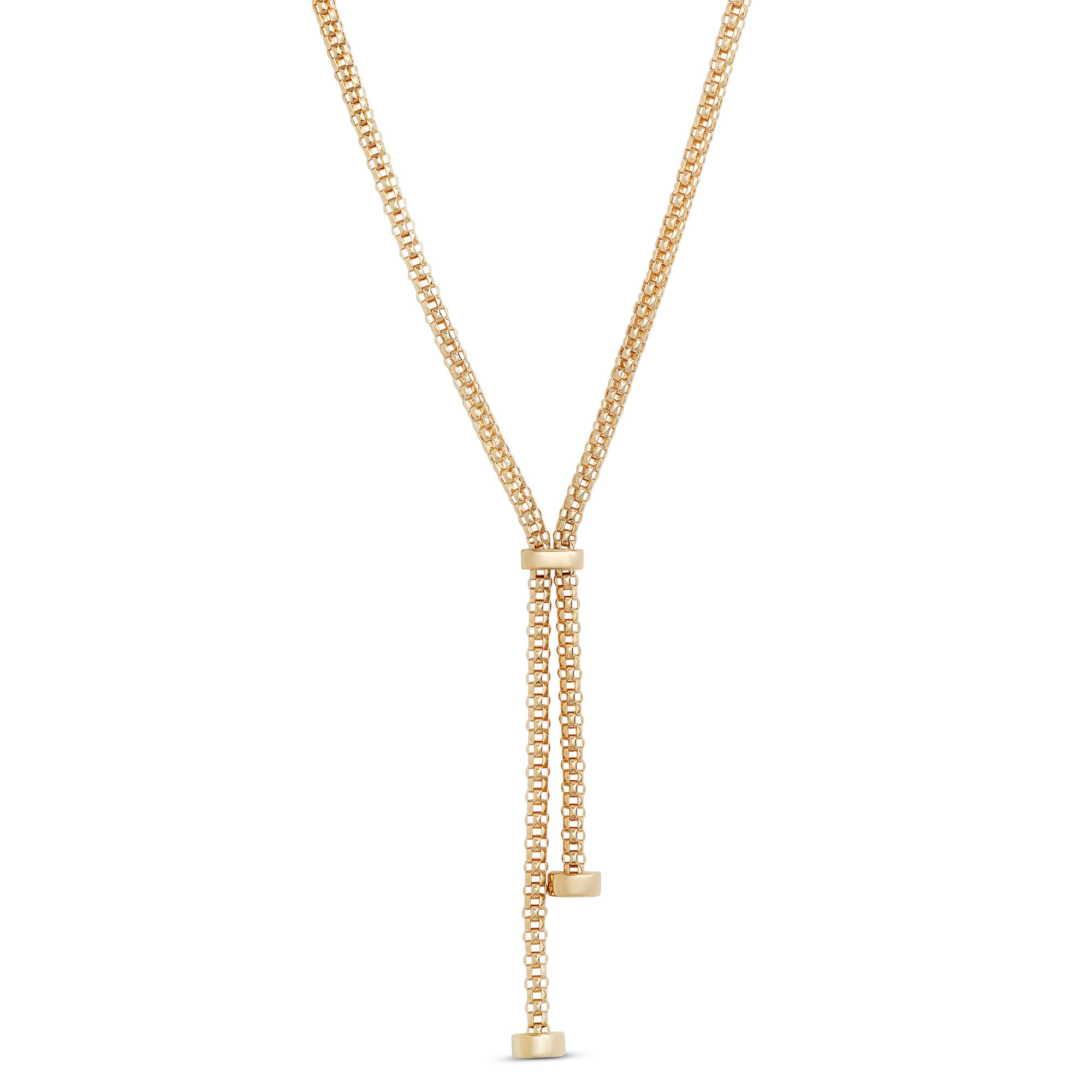 Toscano 20-Inch Popcorn Link Lariat Necklace, 14K Yellow Gold