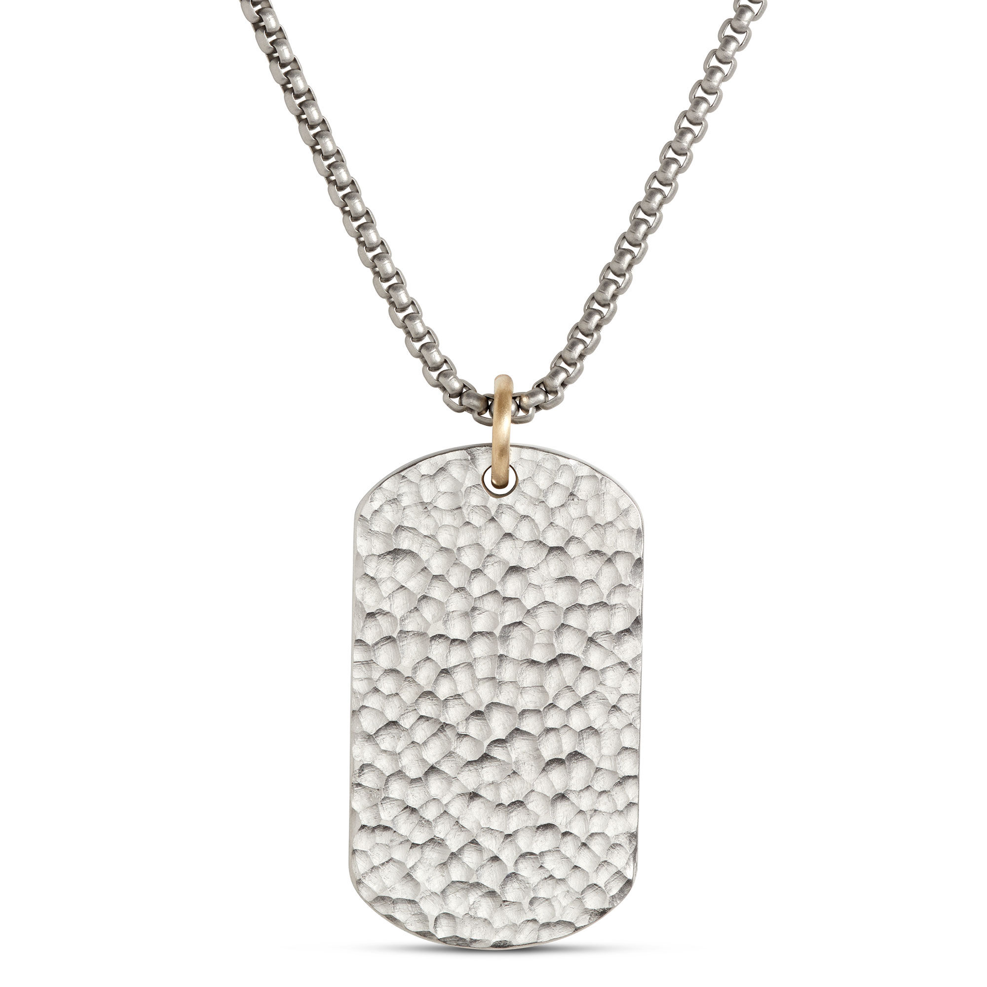 Foiled Stainless-Steel Dog Tag Pendant on 24-Inch Stainless-Steel Chain