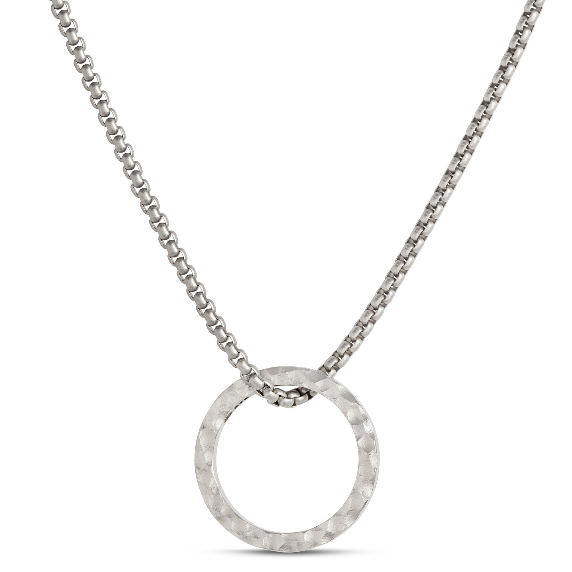 24mm Foiled Stainless Steel Circle Pendant Necklace