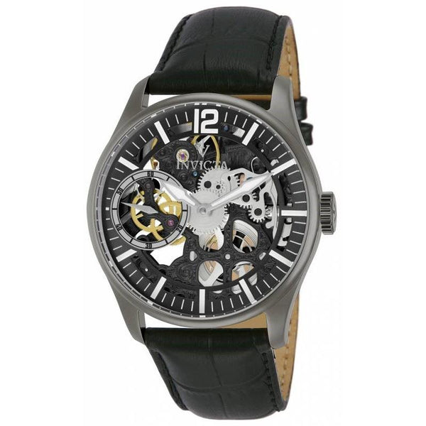 Invicta Men's 12406 Vintage Mechanical Multi-Function Black Leather Watch