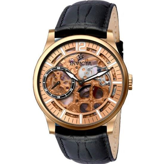 Invicta Men's 12407 Mechanical Multi-Function Black Leather Watch