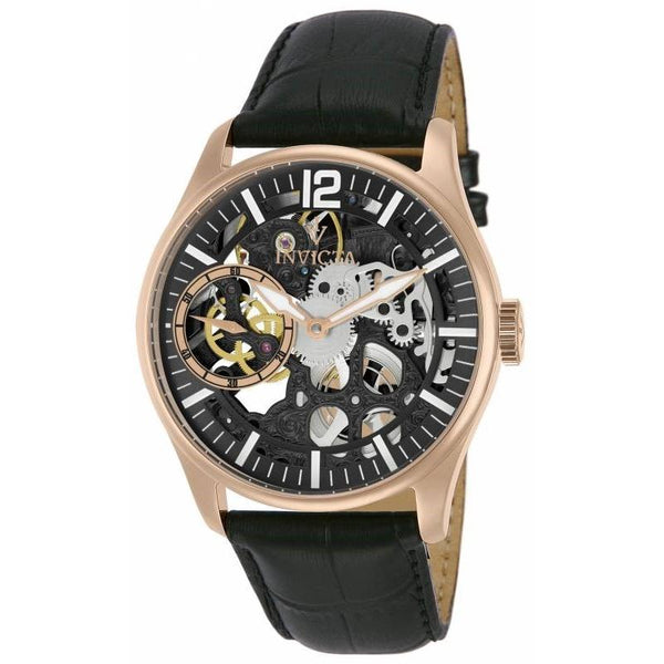Invicta Men's 12408 Mechanical Multi-Function Black Leather Watch