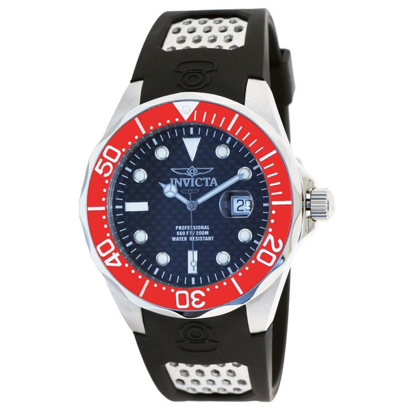 Invicta Men's 12561 Pro Diver Black and Silver Polyurethane Watch