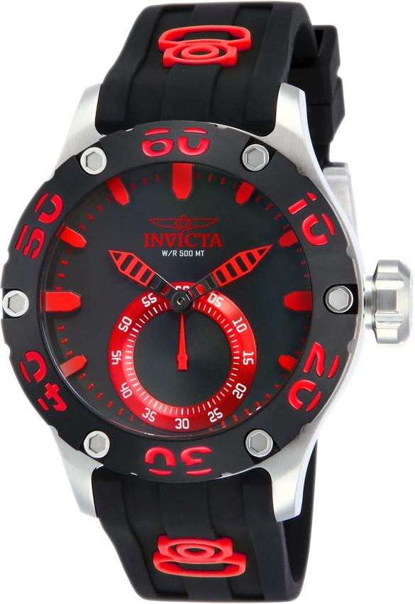 Invicta Men's 12702 Russian Diver Black and Red Polyurethane Watch