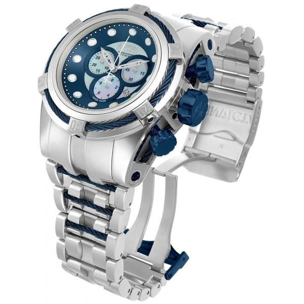 Invicta Men's 12728 Reserve Bolt Zeus Chronograph Silver and Blue Inserts Stainless Steel Watch