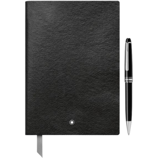 Montblanc Set with the Meisterstück Classique Platinum-Coated Ballpoint Pen and Notebook #146 in Black.