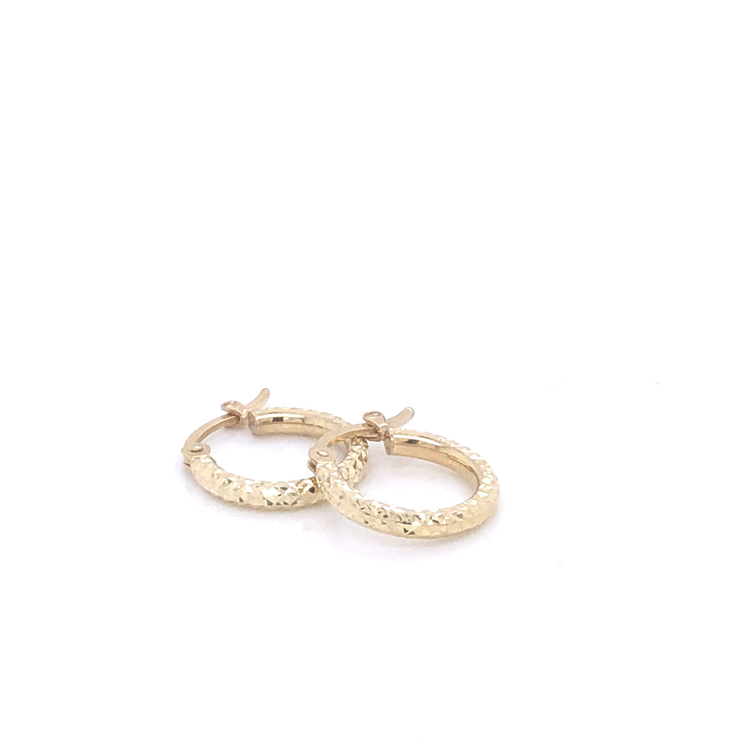 Small Diamond Cut Around 14k Gold Hoops