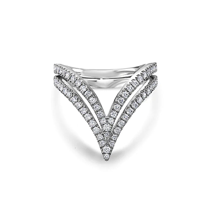 Charles Krypell 18K White Gold Diamond Double "V" Ring- 3-9375-WD