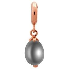 Grey Pearl Drop Charm (Rose-Gold/Grey)