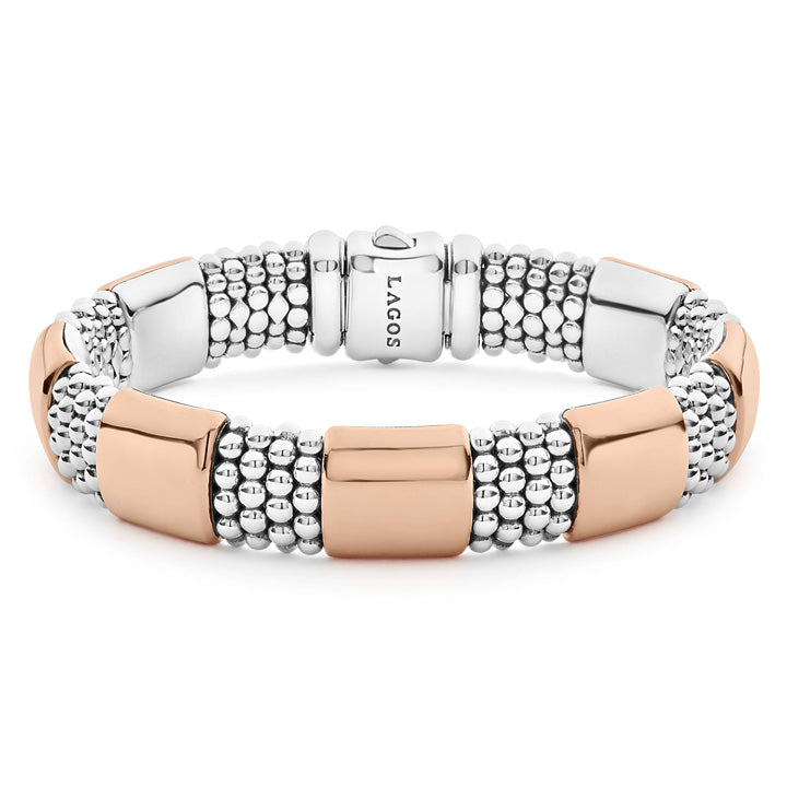 Lagos High Bar 12mm Rose Gold Station Caviar Bracelet - 05-81414-7