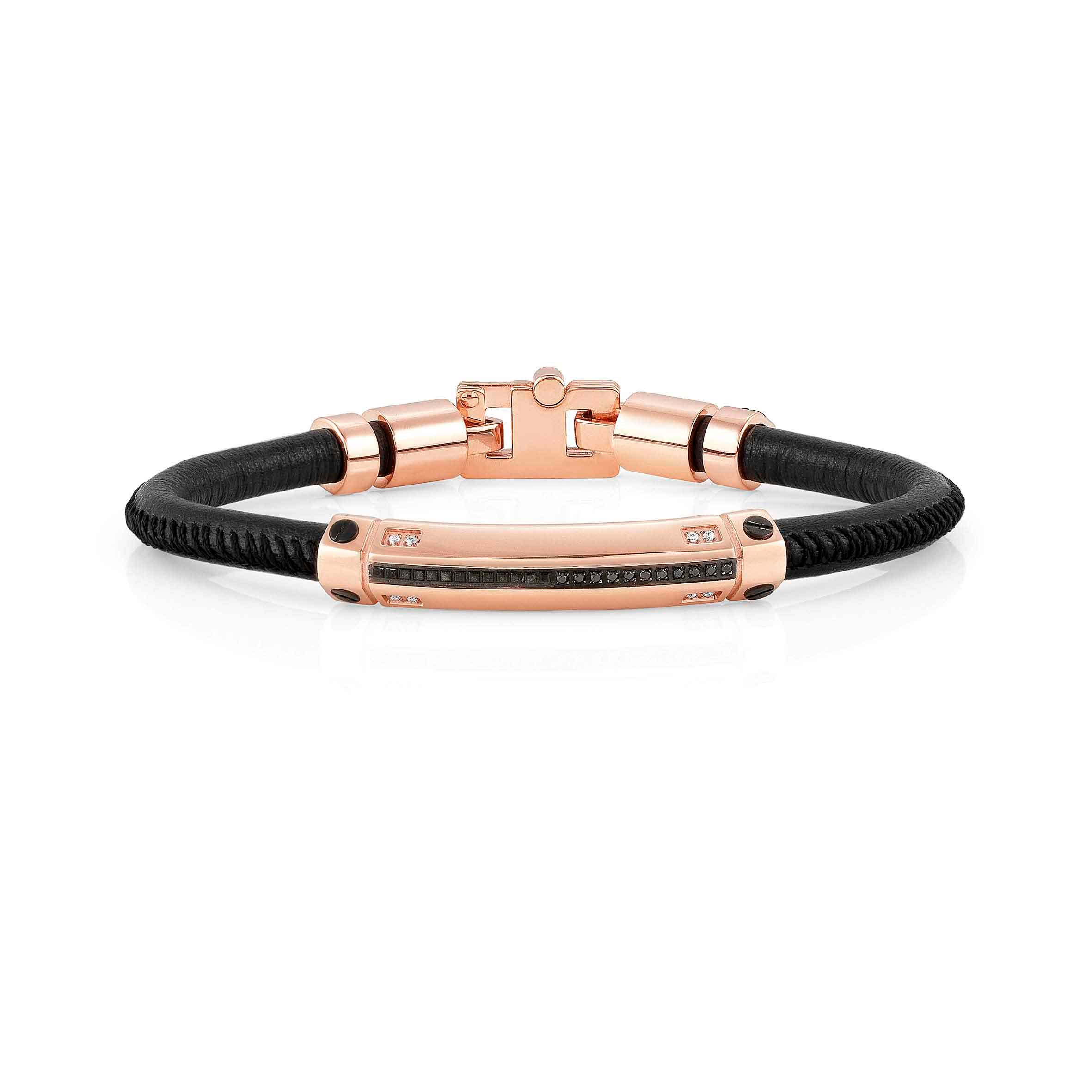 Gentleman Leather and Rose Gold Bracelet