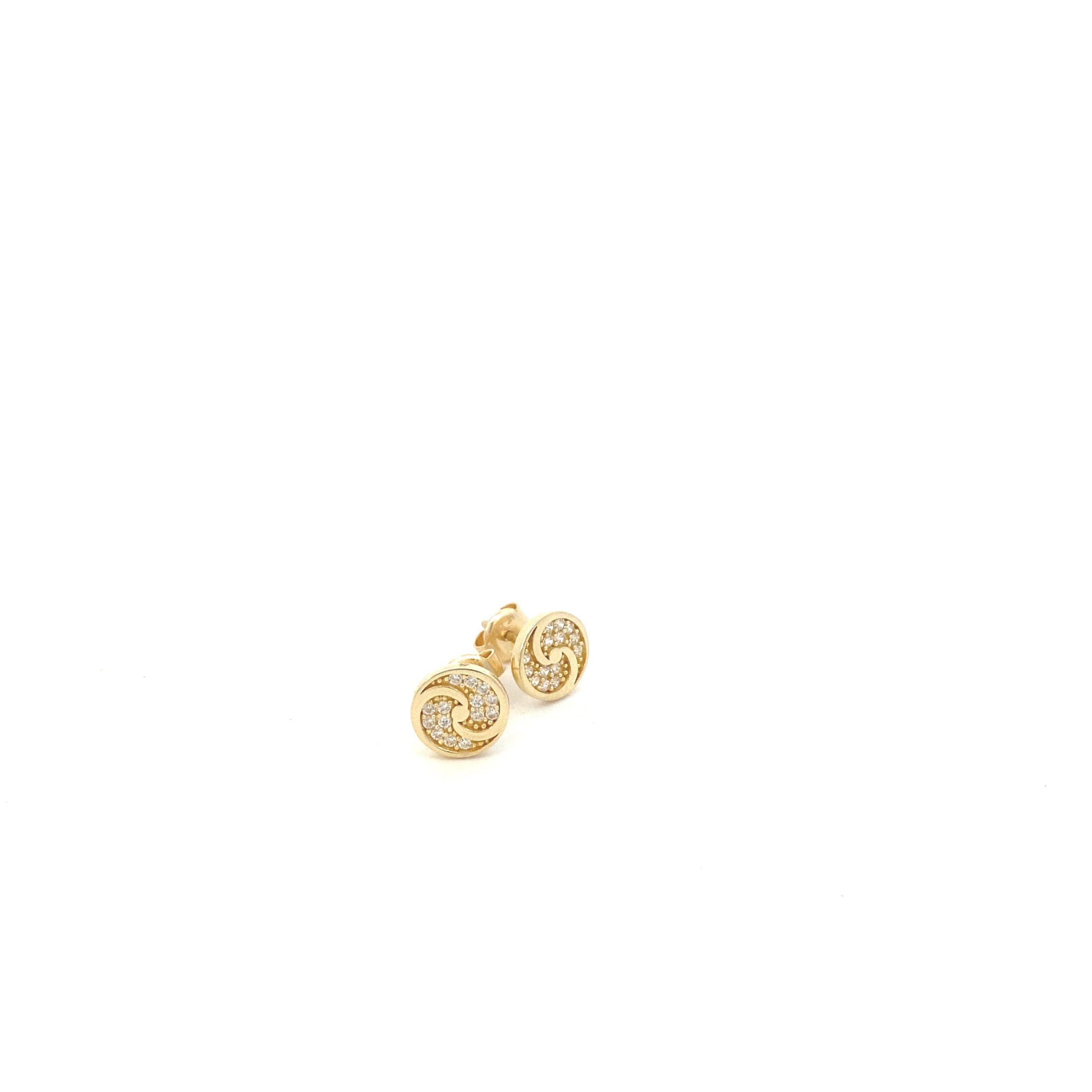 14K Gold Ying Yang Stud with CZ