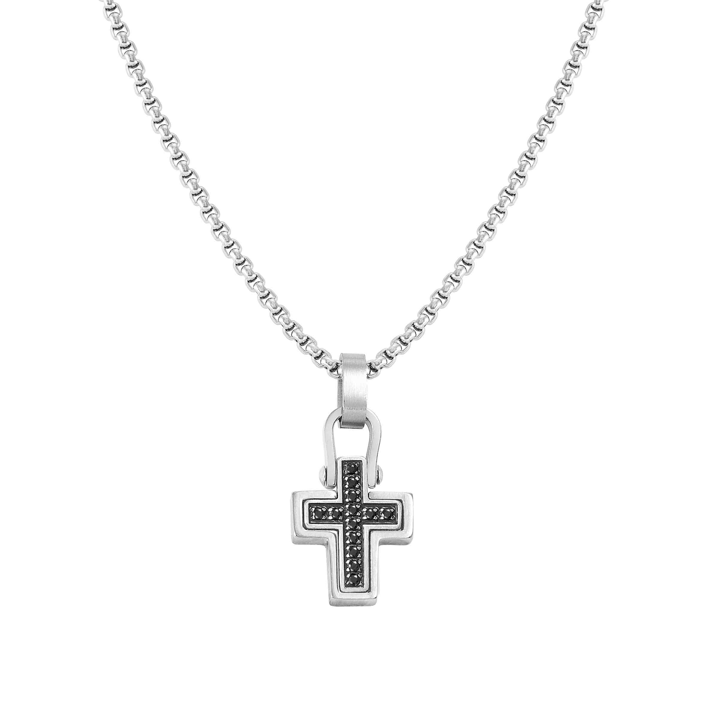 ManVision necklace with Cross and black stones