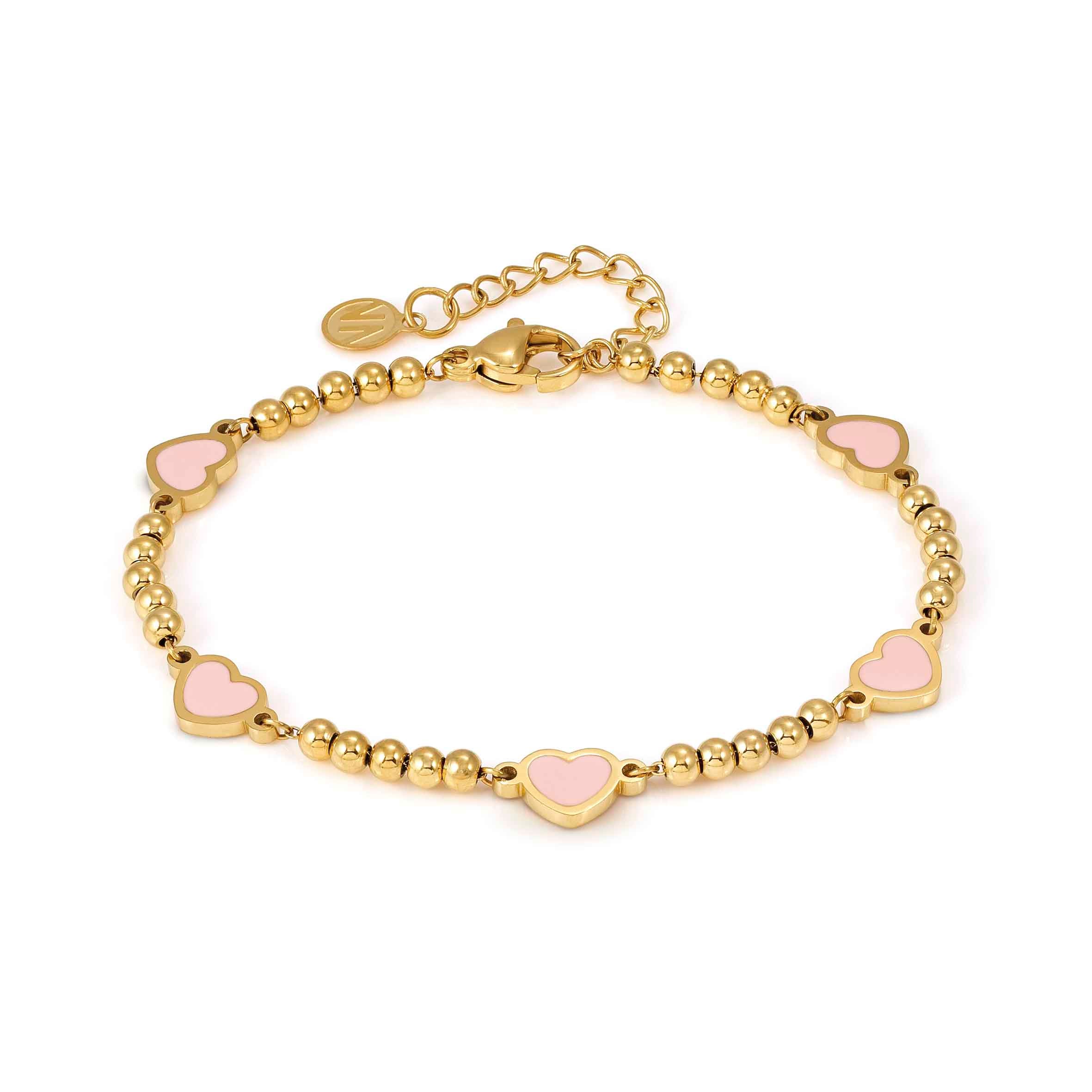 Emosfere stainless steel bracelet with finish, coloured Hearts