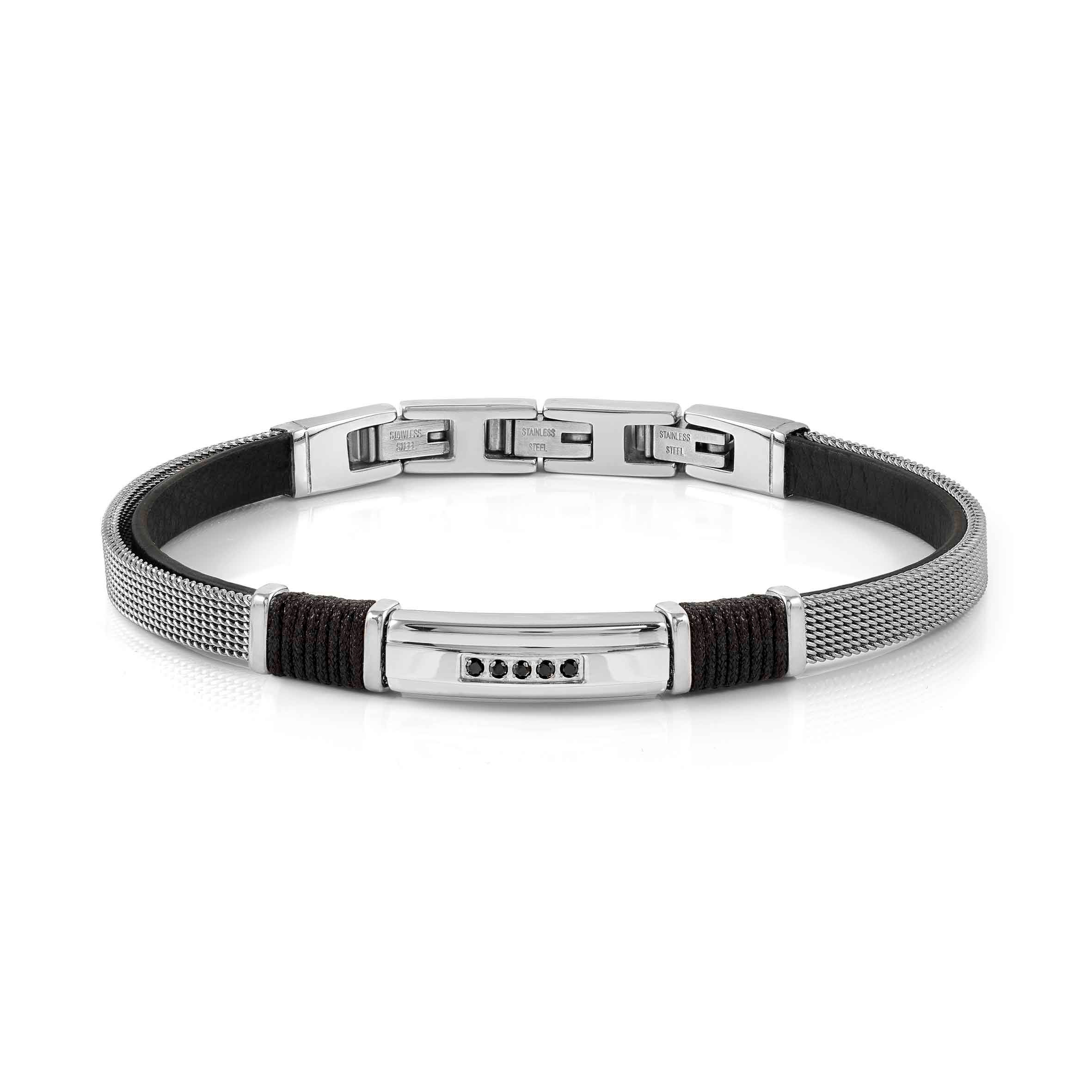SeaLover bracelet, 5 CZ, Eco-leather strap