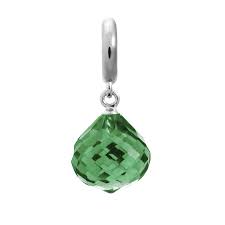 Emerald Love Drop Charm (Silver/Green)