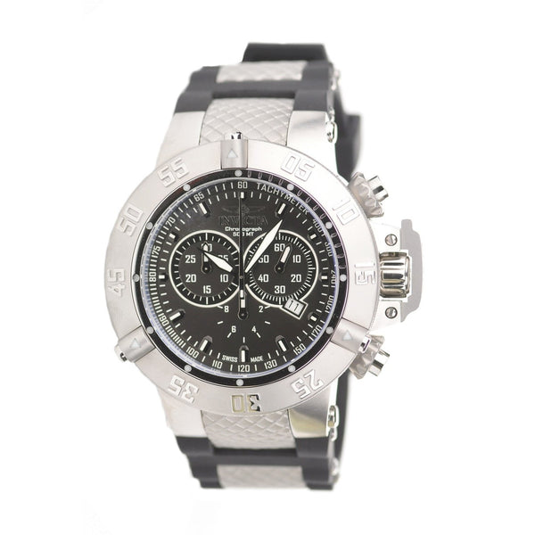 Invicta Men's 1380 Subaqua Noma III Chronograph Black and Silver Inserts Polyurethane Watch