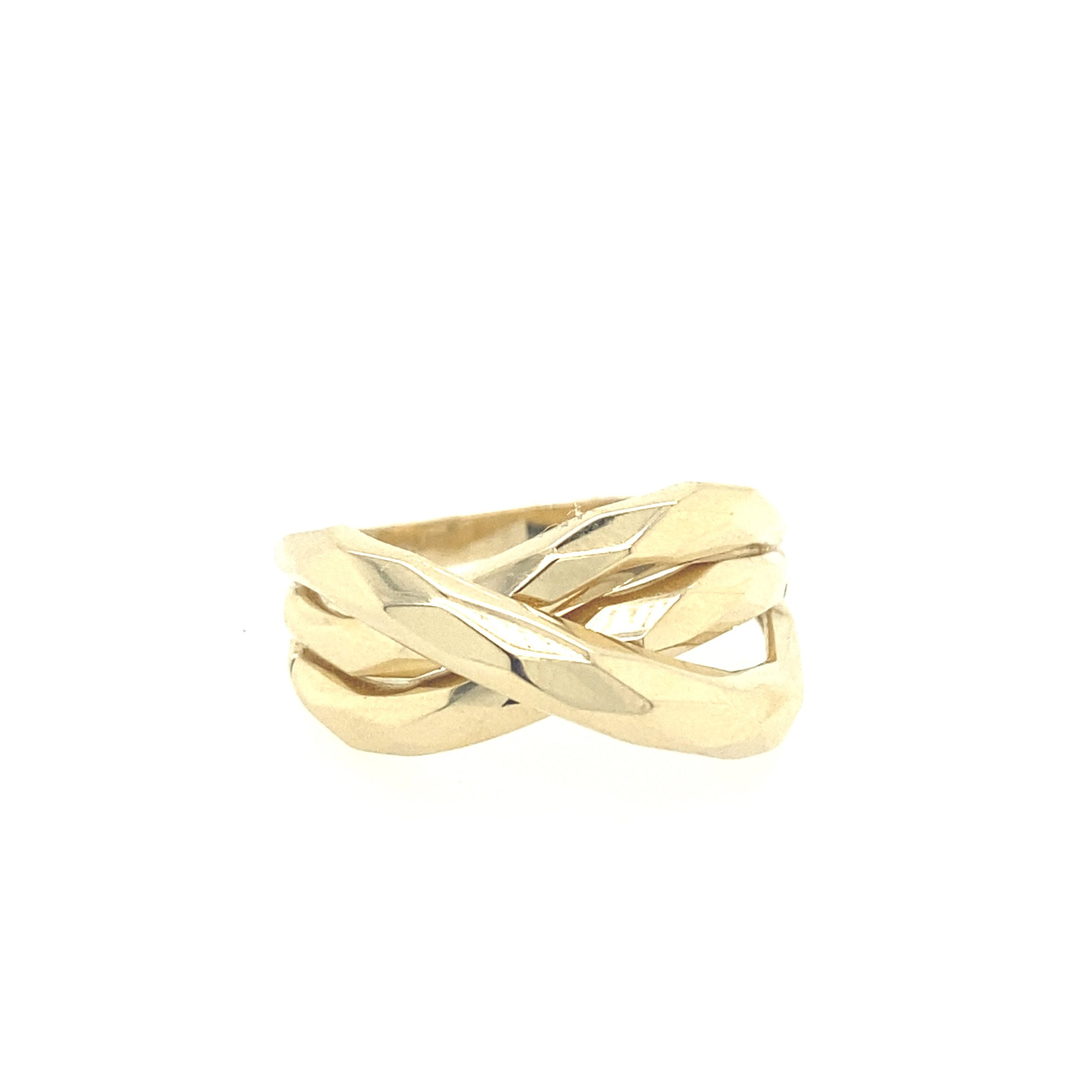 14K Gold Entwined Faceted Ring