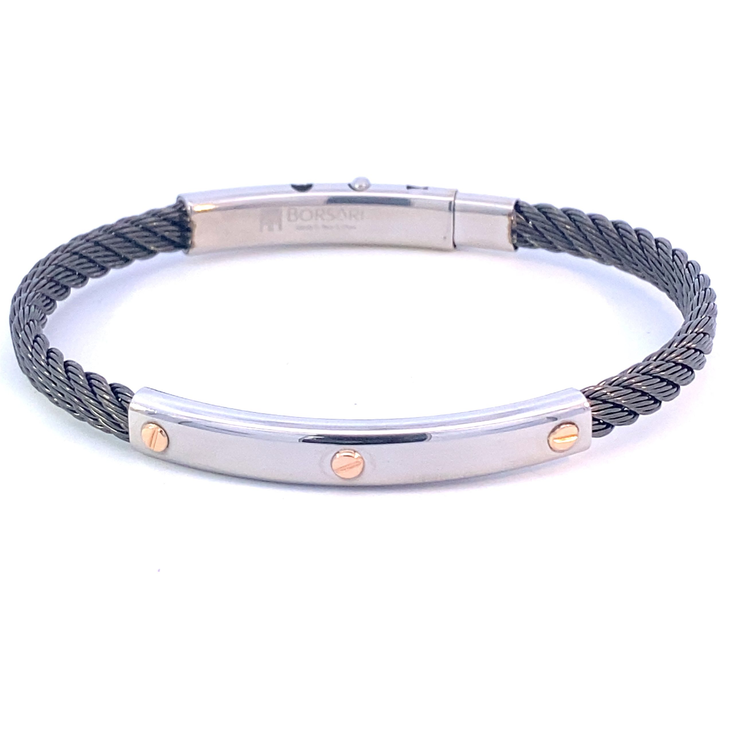Gunmetal Steel Bangle/18k Rose Gold 3 Screw Element