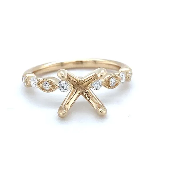 14 Karat Yellow Gold Natural Diamond Semi-Mounting