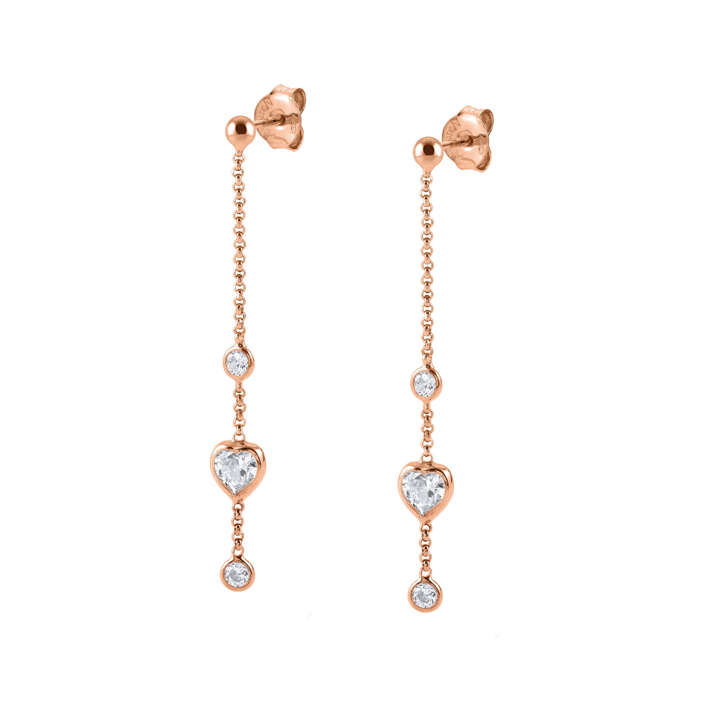 Drop Earrings with Cubic Zirconia Heart-shaped