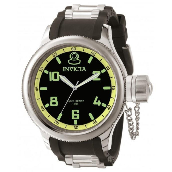 Invicta Men's 1433 Russian Diver Black and Silver Inserts Polyurethane and Stainless Steel Watch
