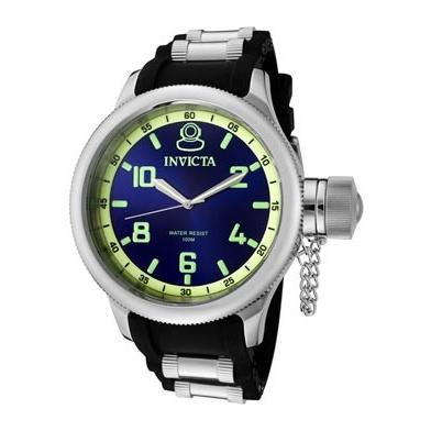 Invicta Men's 1434 Russian Diver Black and Silver Inserts Polyurethane and Stainless Steel Watch