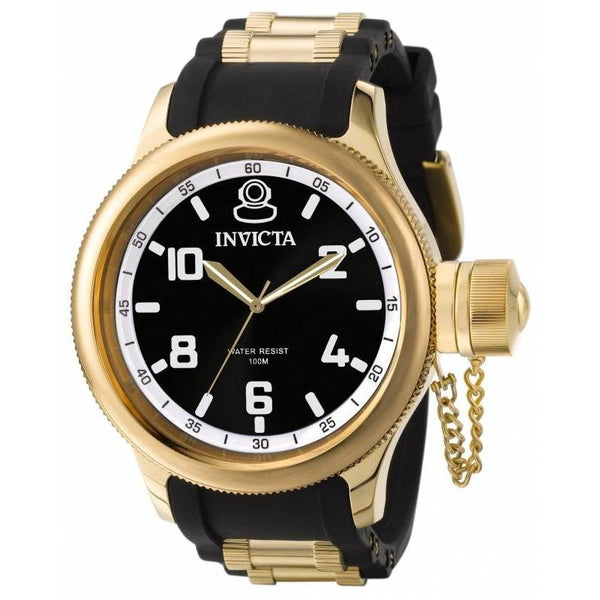 Invicta Men's 1436 Russian Diver Reserve Chronograph Black and Gold-Tone Polyurethane and Stainless Steel Watch