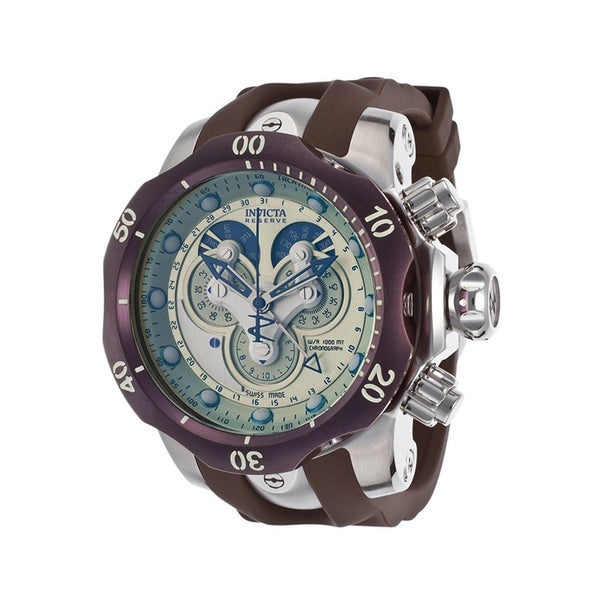 Invicta Men's 14461 Reserve Venom Chronograph Brown and Silver Polyurethane and Stainless Steel Watch