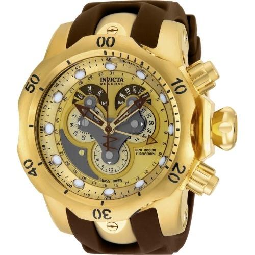 Invicta Men's 14464 Reserve Venom Chronograph Brown and Gold-tone Polyurethane and Stainless Steel Watch