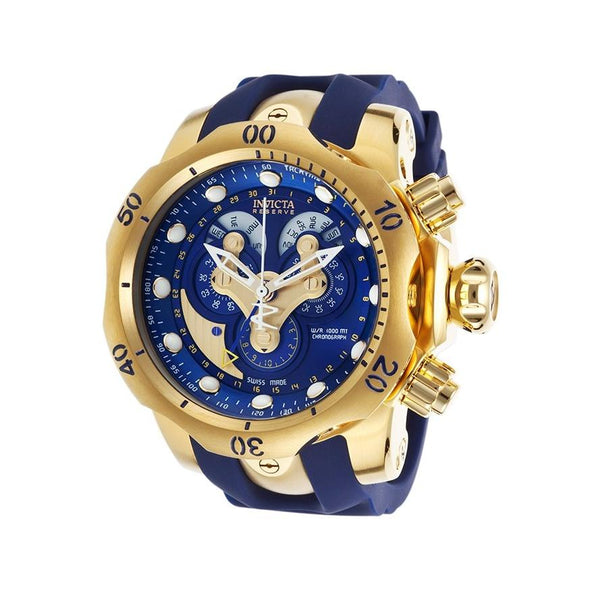 Invicta Men's 14465 Reserve Venom Chronograph Blue and Gold-Tone Polyurethane and Stainless Steel Watch