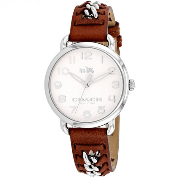 Coach Women's 14502273 Delancey Brown Silver Leather and Stainless Steel Watch