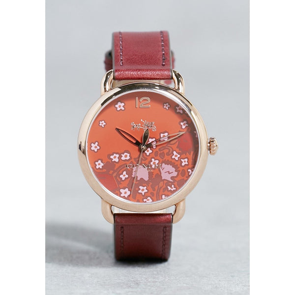 Coach Women's 14502730 Delancey Burgundy Leather Watch