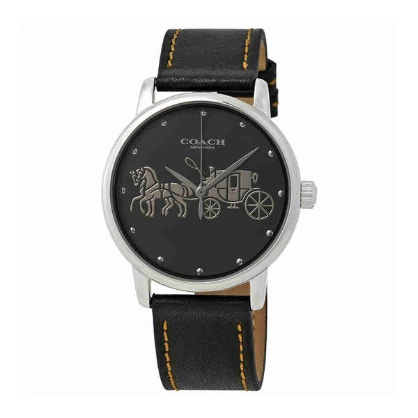 Coach Women's 14502974 Grand Black Leather Watch
