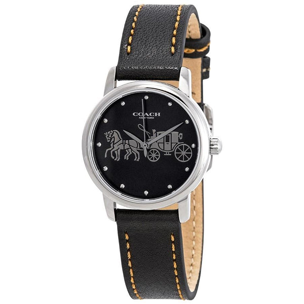 Coach Women's 14502979 Grand Black Leather Watch
