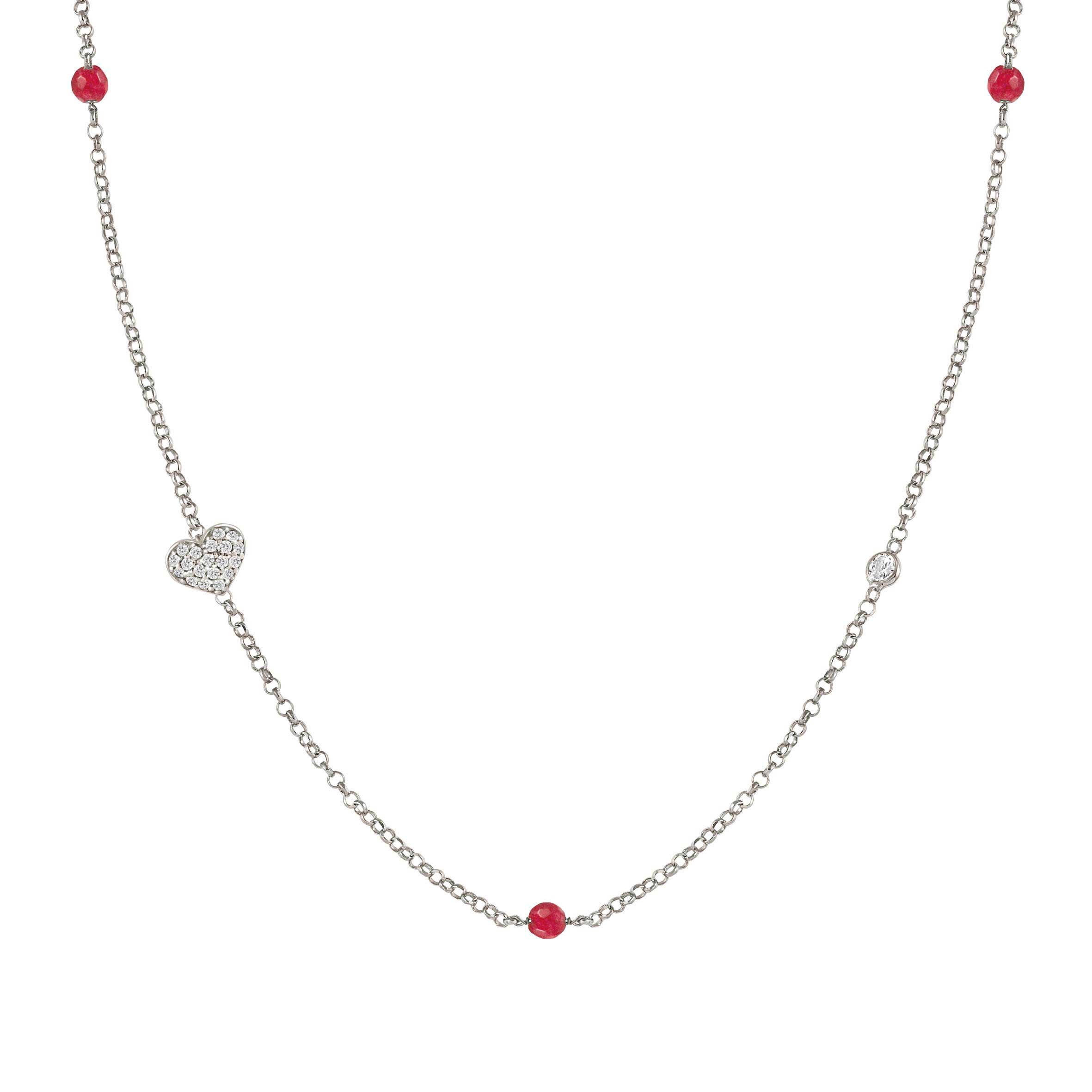 Gioie Necklace with Heart and Red Jade