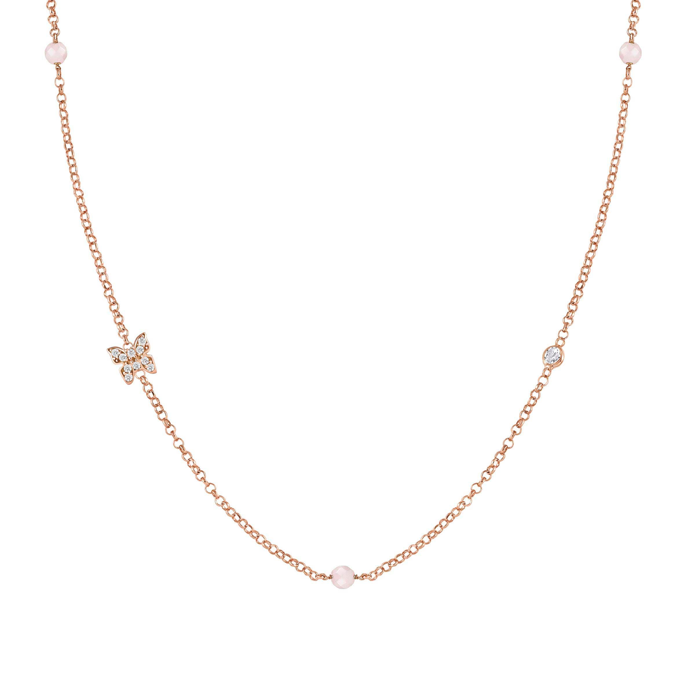 Gioie Necklace with Butterfly and Pink Jade