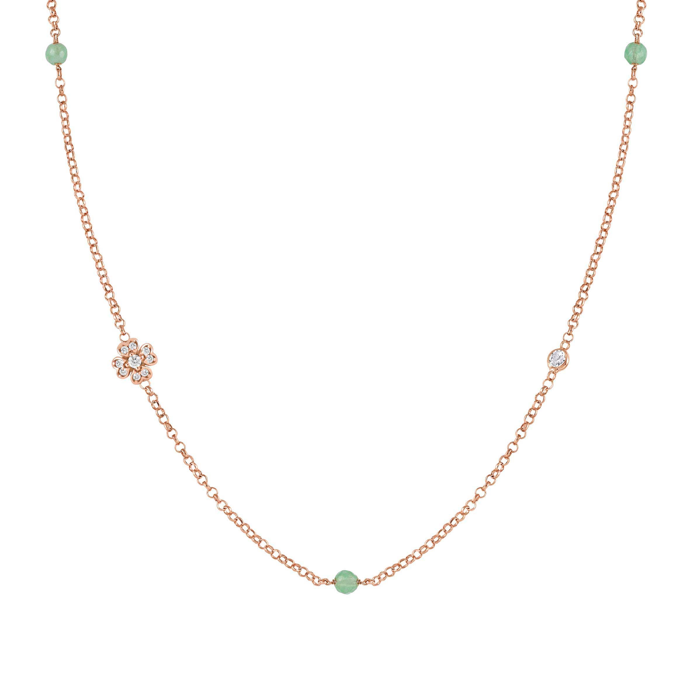 Gioie Necklace with Clover and Green Jade