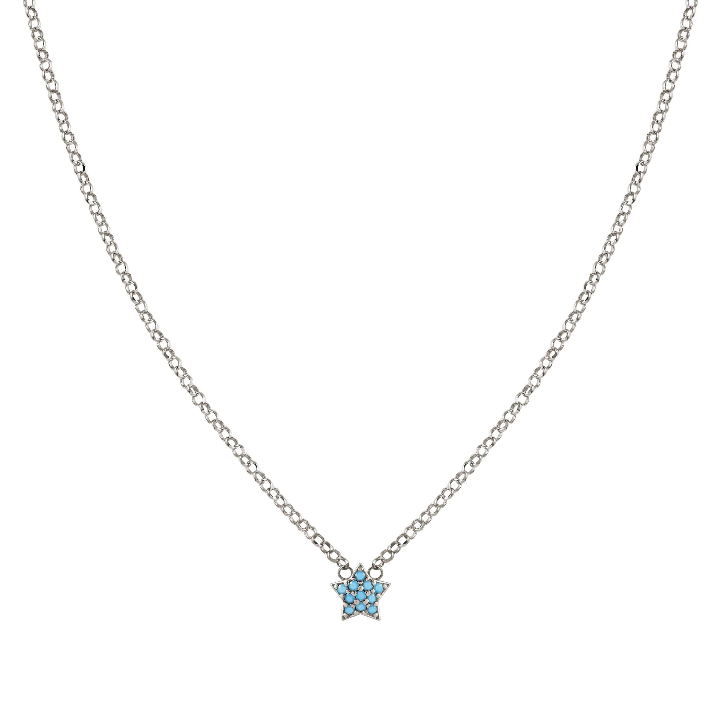 Gioie Necklace with Star and Light Blue Zirconia