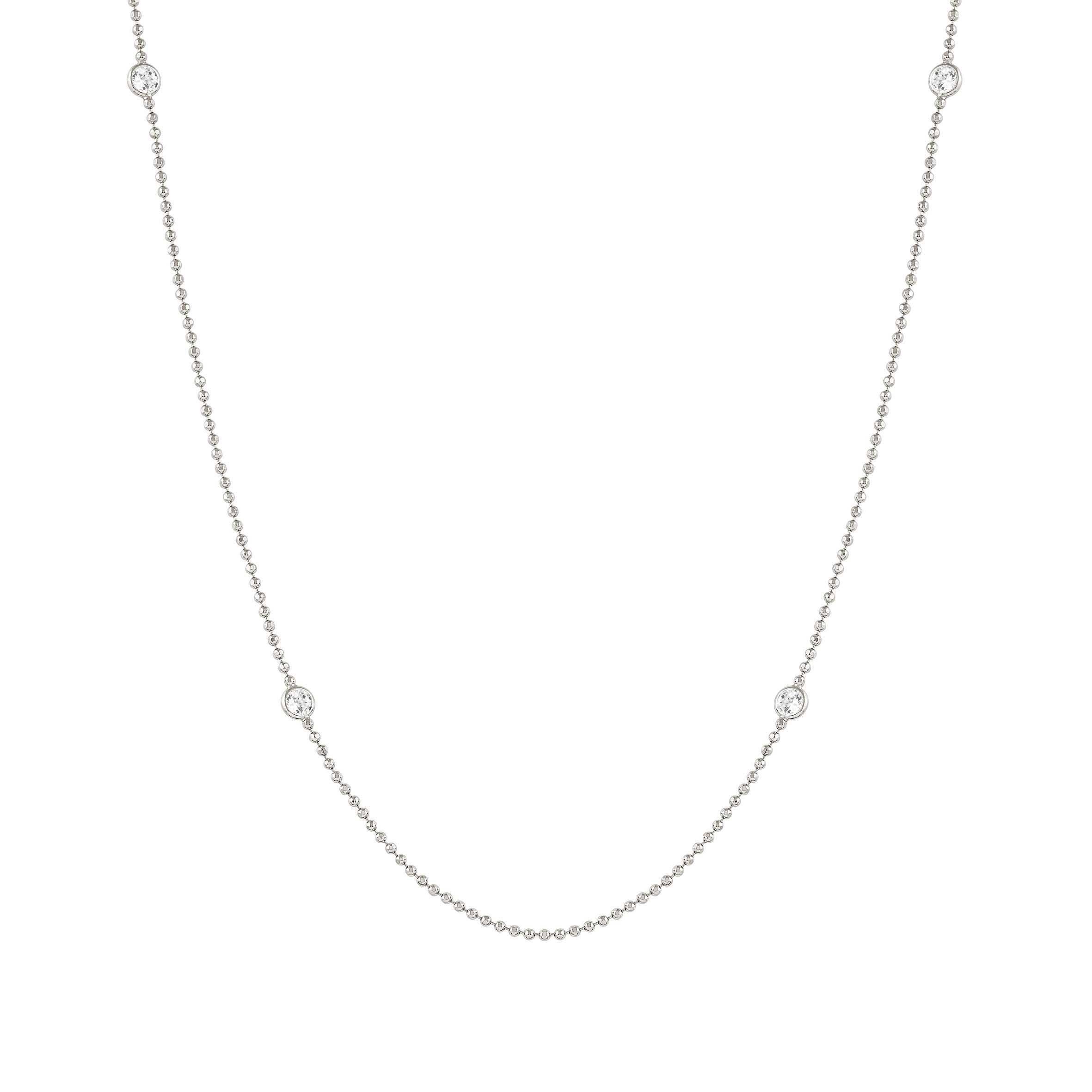 Long Necklace in Silver and coloured Crystal