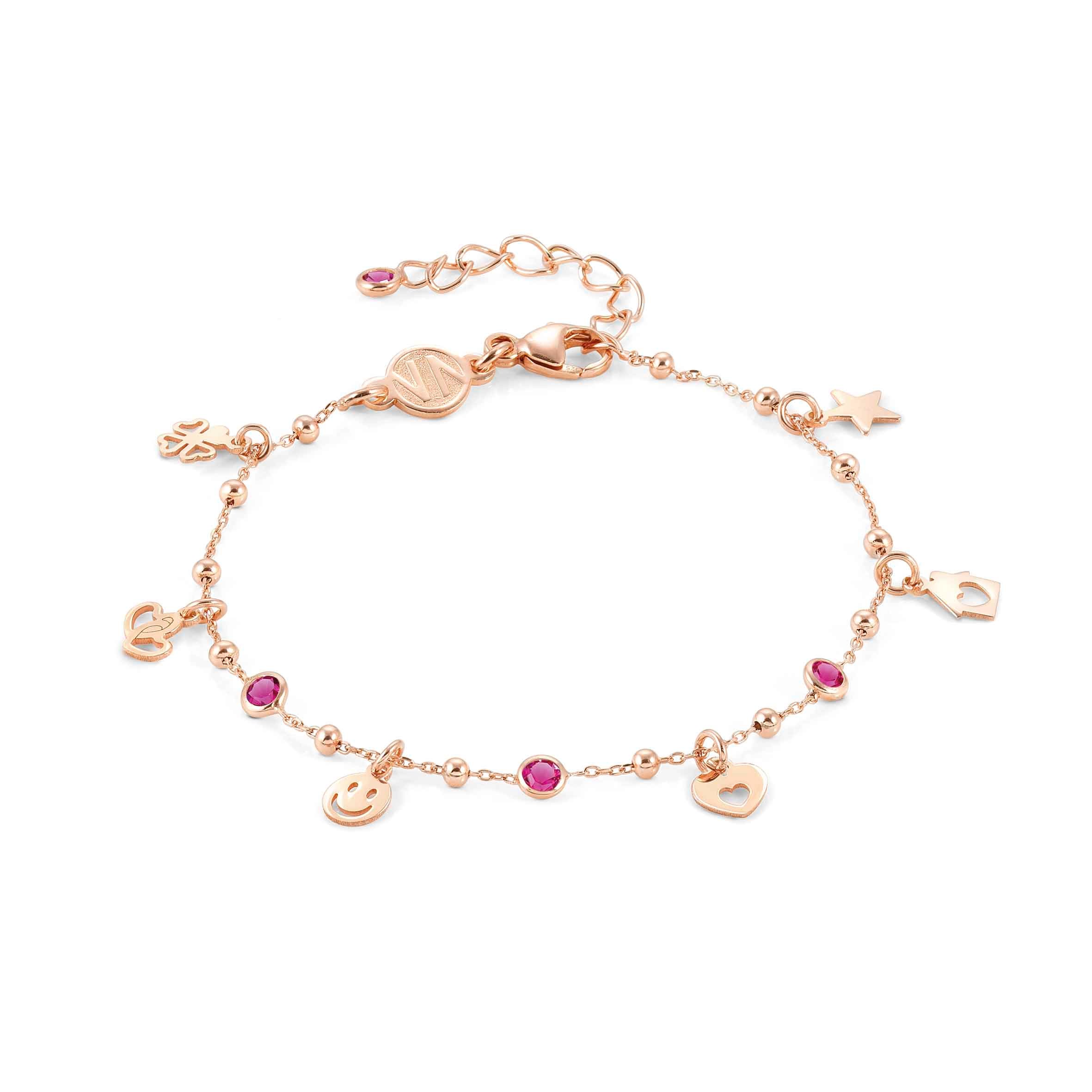 Melodie Bracelet, mix Symbol Pendants, red CZ