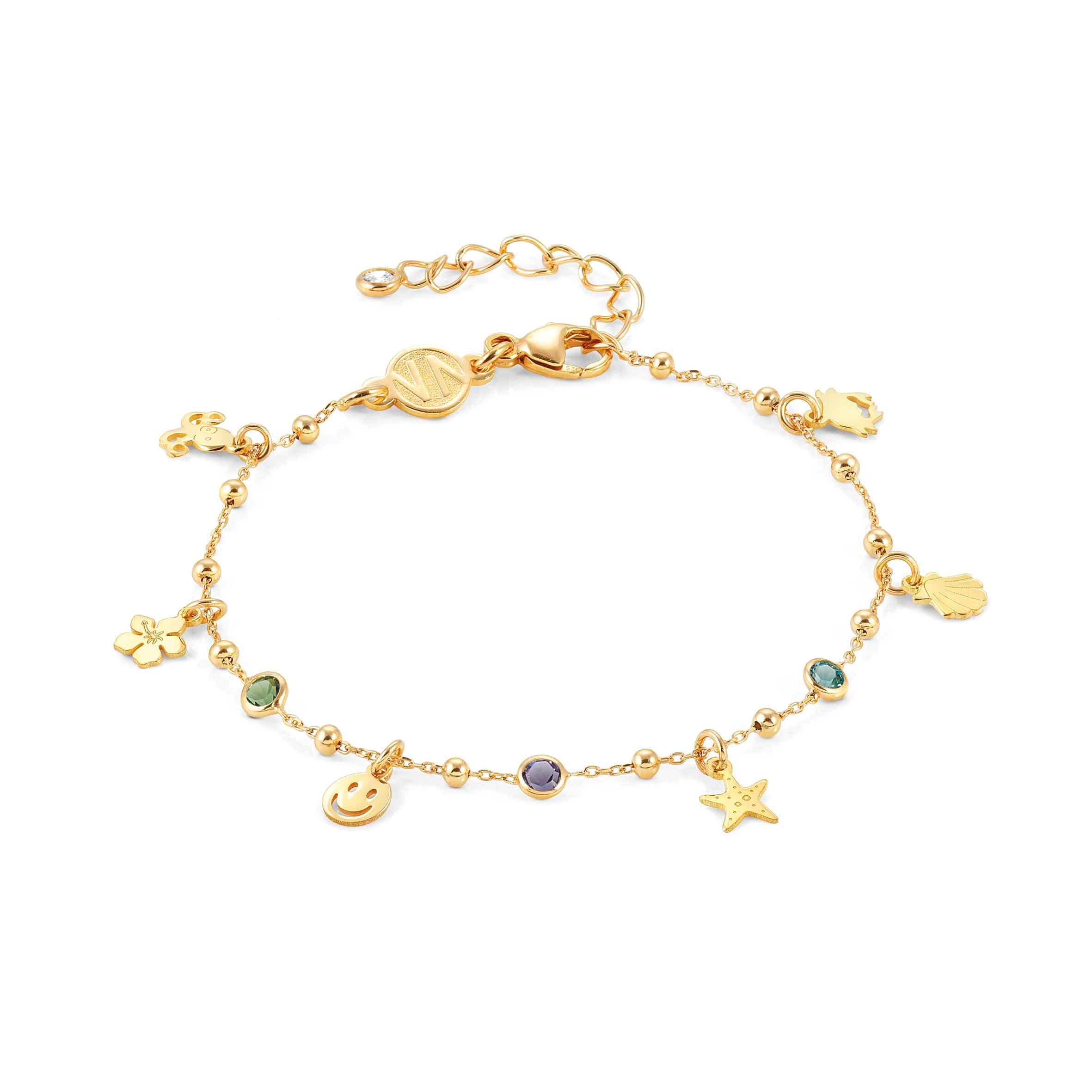 Melodie bracelet, Mixed Pendants, coloured CZ