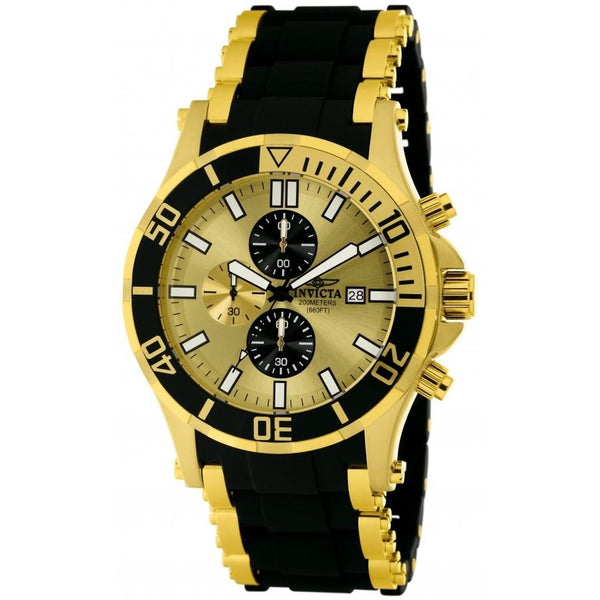 Invicta Men's 1478 Sea Spider Black and Gold-Tone Polyurethane and Stainless Steel Watch